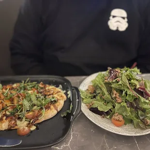 Blackened Chicken Flatbread and French Quarter Salad