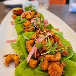 Fried Crawfish Lettuce Wraps