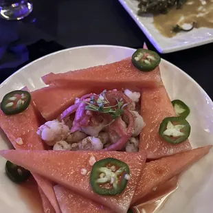 Shrimp and watermelon aqua chile