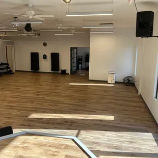 Dance floor space to the left of the stage