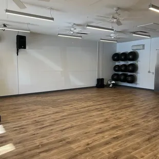 Dance floor workout space to the right of the stage