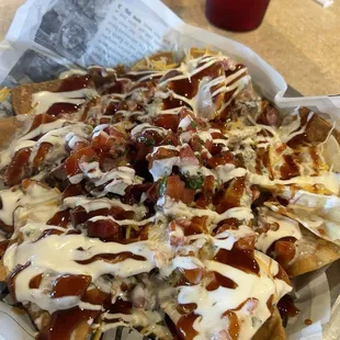Jazzy Nachos with pulled pork.