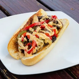 Chicken &amp; Andouille Sausage ~ Sautéed Bell Peppers, Mushrooms and Onions with Cajun Mayo