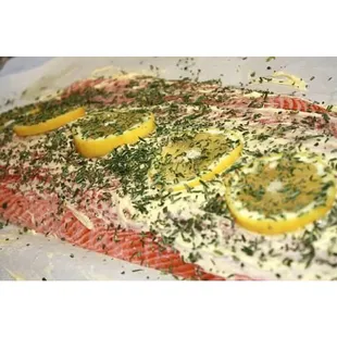 Salmon ready to be slow roasted in the oven