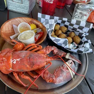 2 pound lobster with hush puppies &amp; macaroni salad.  Market Price $60 on March 6, 2023.