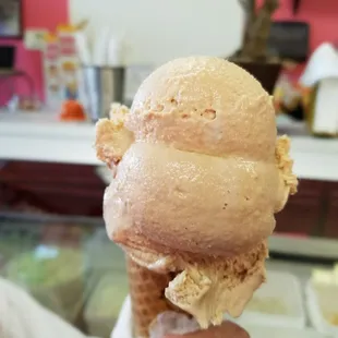 Double scoop Coffee icecream ($3.50) in a cone +($.35)