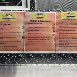 the menu for the restaurant