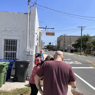 Waiting in line for it to open.