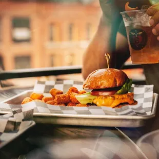 Classic Double Cheeseburger and Tots