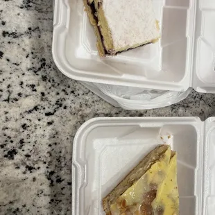 Blueberry cheese pie and apple pie(I think?)