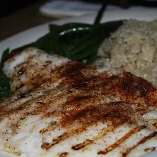 Grilled catfish, green beans, and rice...very surprisingly delicious for a pub