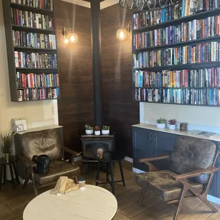 The book nook corner in the coffee shop