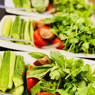 Cucumbers, Radishes, Parsley.