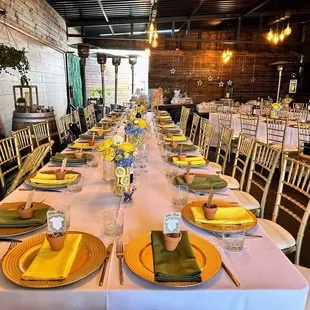 a long table set for dinner