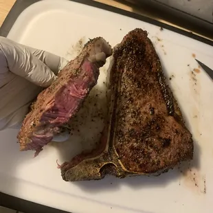 Carving off the perfectly cut tenderloin/filet