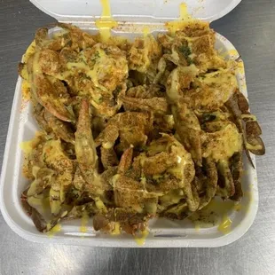 a tray of fried shrimp