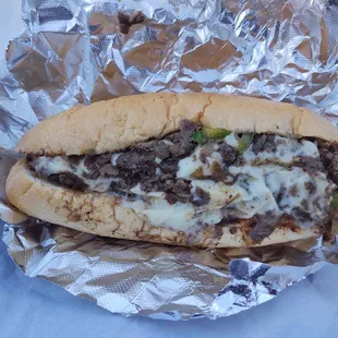 Mushroom cheese steak with peppers
