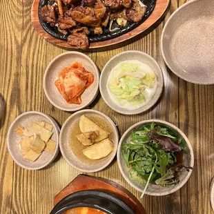 Spicy Pork Bulgogi, banchans &amp; Haemul Soondubu