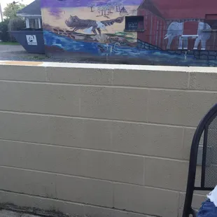 Outside off the deck.