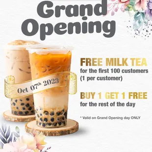 a flyer for the grand opening