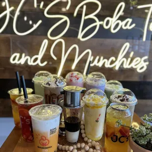a variety of drinks
