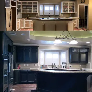 Black cabinet job before and after