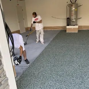 Floor prep and epoxy installation