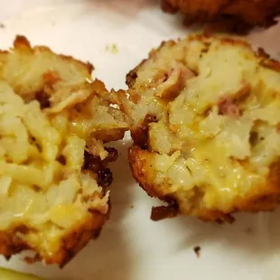 The tots are fuc%ing delicious with bacon and cheese