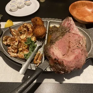 Prime rib and rock shrimp
