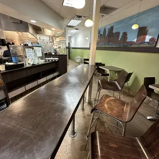 a long table and chairs