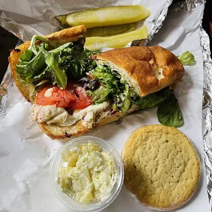 Pickle, Sugar Cookie, Potato Salad, Spicy Melt Sub