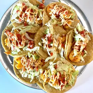a platter of tacos
