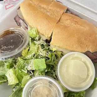 French Dip with a side salad.