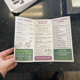 a menu for a restaurant