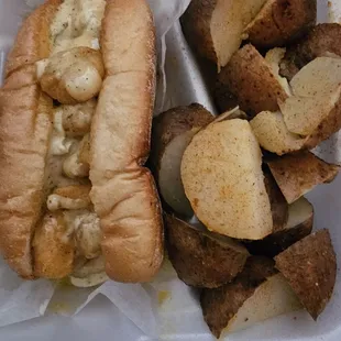 Shrimp Po&apos;Boy with Cajun potatoes