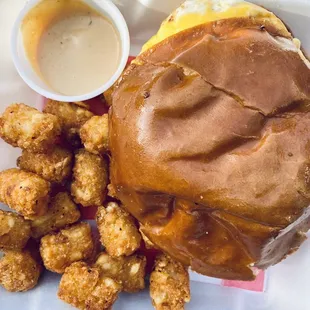 Stash Smash Burger &amp; tots w/ stash sauce