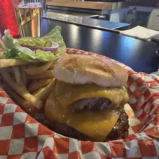 Double cheeseburger and fries