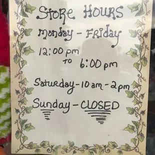Store Hours