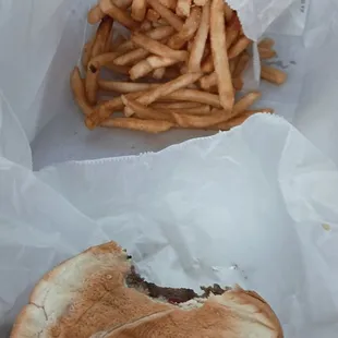 Double burger and fries