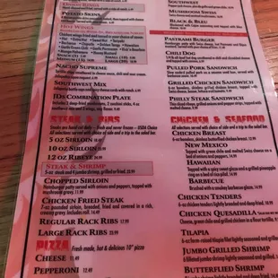 the menu