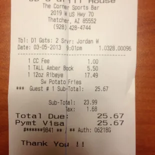 Rediculous charge card fee,refused to take it off