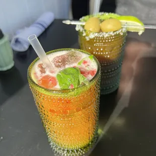 Bloody Mary and reis' basil strawberry lemonade