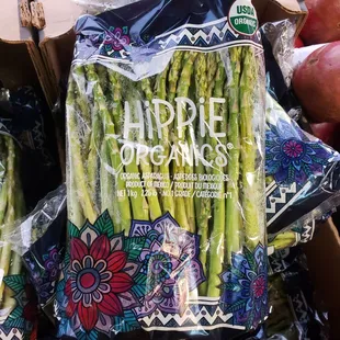 a bag of organic asparagus