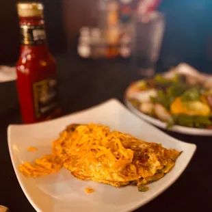 an omelet and a salad