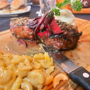 Live it up till we crash In the smoke and ash  Birthday Lunch  Lamb T-Bone Steak w/ madeira tarragon sauce w/ garlic mash and chipotle mac