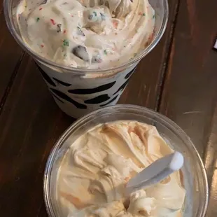 Peanut butter concrete (bottom) peppermint Bobby concrete (top)