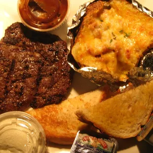 10oz Ribeye w/loaded baked potato.