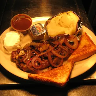 NY Strip dinner w/grilled onions