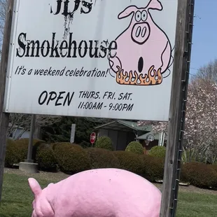 Appropriate sign.  Why are all the other bbq joints showing a happy pig?