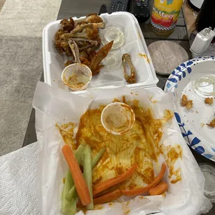 Demolished &quot;Honey Love (Spicy)&quot; wings.